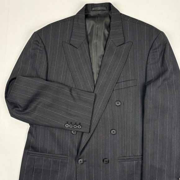 Loro Piana Other - Bespoke VTG Y2K Loro Piana Super 120s K. Ratan DB Blazer 40R Charcoal Pinstripe